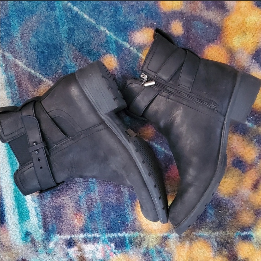 Clark’s black leather boots!